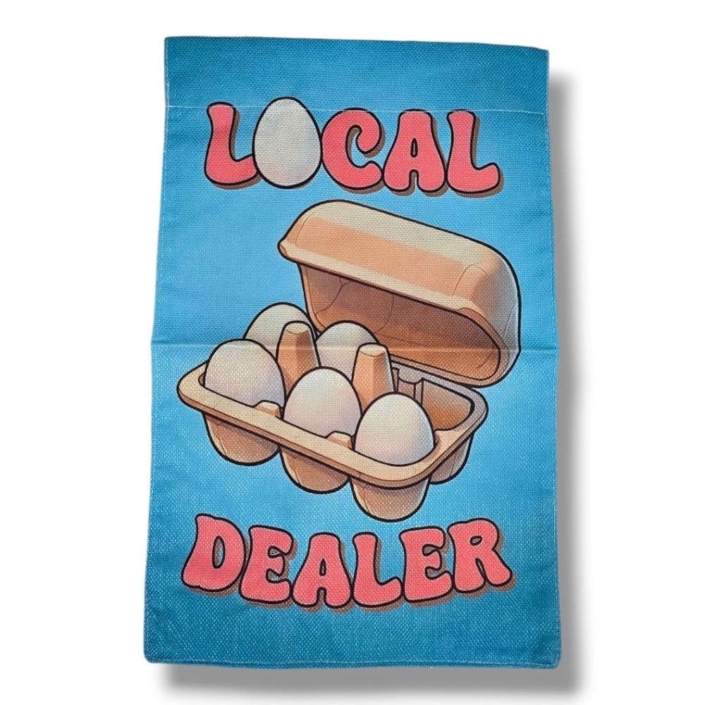 Humorous Egg Carton Garden Flag - Blue and Tan NEW!